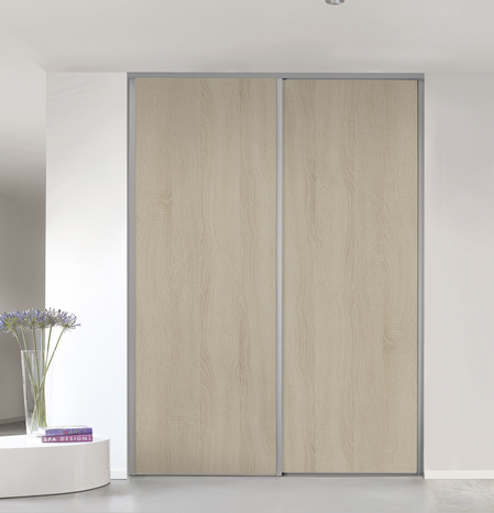 Porte de placard coulissante décor chêne clair "Valla" H. 247,5 x L. 77,2 cm - Cooke and Lewis - Brico Dépôt