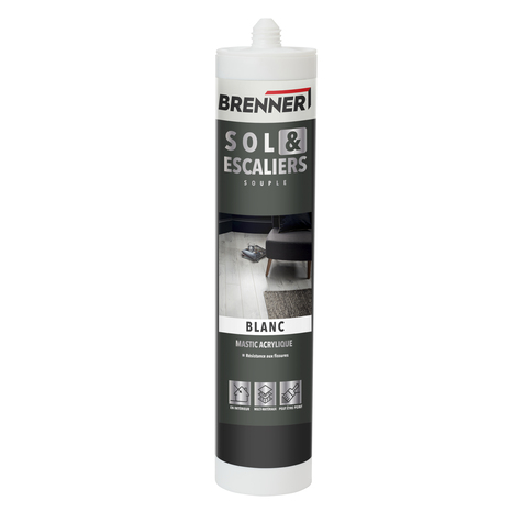 Joint finition parquet blanc 280 ml - Brenner - Brico Dépôt