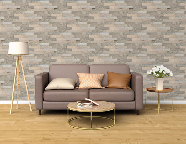 Pierre de parement naturelle "Pinky Stone" gris beige 10 x 36 cm Ép. 8 mm à 13 mm - Brico Dépôt