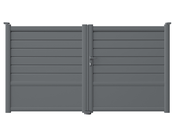Portail battant aluminium "cortes" gris - 3 m - Brico Dépôt
