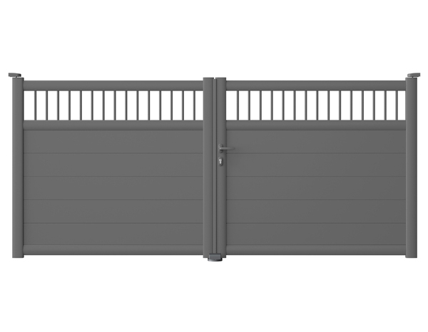 Portail battant aluminium "sillano" gris - l. 3,5 m - Brico Dépôt