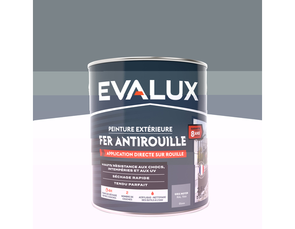 Peinture extérieure métal 2,5 L gris moyen brillant - Evalux - Brico Dépôt
