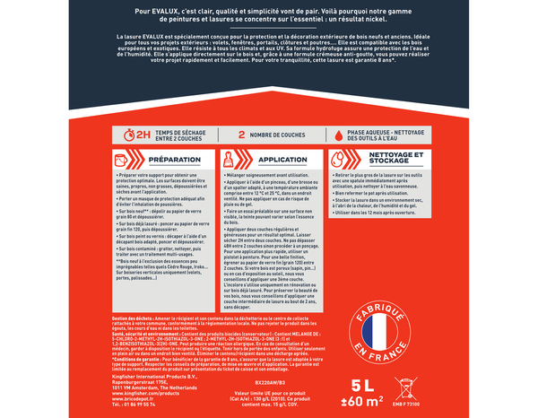 Lasure chêne clair - 5 L - satin - Evalux - Brico Dépôt