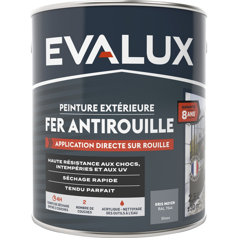 Peinture extérieure métal 2,5 L gris moyen brillant - Evalux - Brico Dépôt