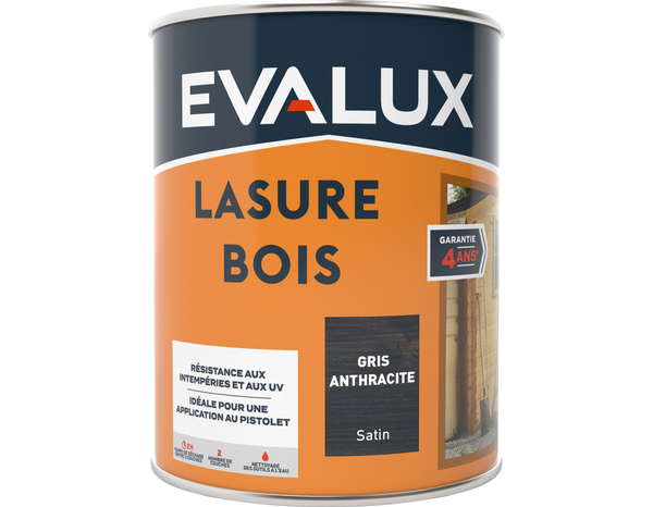 Lasure anthracite 0,75 L satin - Evalux - Brico Dépôt
