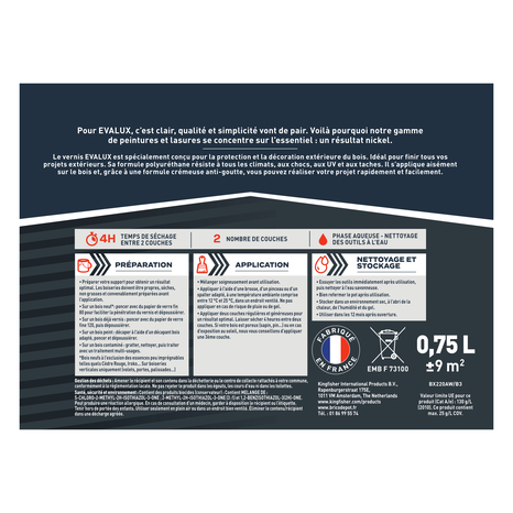 Vernis extérieur 0,75 L incolore satin - Evalux - Brico Dépôt