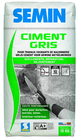 Ciment gris pour travaux de maçonnerie - sac de 10 kg - Semin - Brico Dépôt