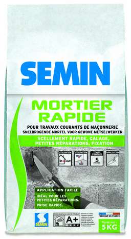 Mortier rapide pour travaux maçonnerie - sac de 5 kg - Semin - Brico Dépôt