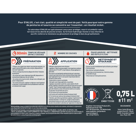 Saturateur chêne  0,75 L - Evalux - Brico Dépôt