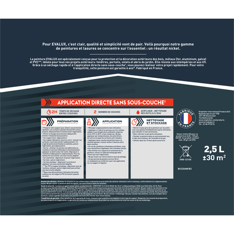 Peinture extérieure Satin multi supports 2,5 L jaune d'or - Evalux - Brico Dépôt