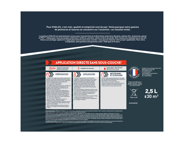 Peinture extérieure satin multi supports 2,5 L gris quartz - Evalux - Brico Dépôt