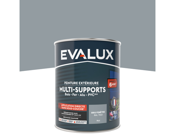 Peinture extérieure Satin multi supports 0,75 L gris fenêtre - Evalux - Brico Dépôt