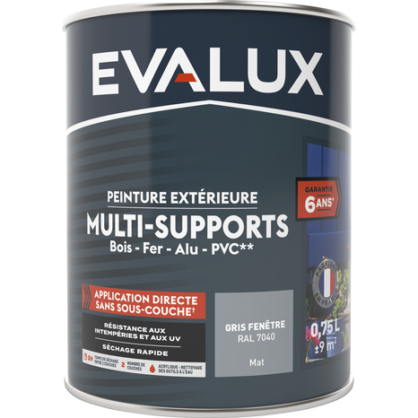 Peinture extérieure Satin multi supports 0,75 L gris fenêtre - Evalux - Brico Dépôt