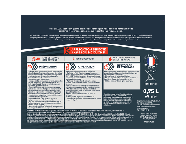 Peinture extérieure Satin multi supports 0,75 L gris fenêtre - Evalux - Brico Dépôt