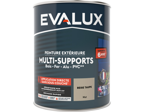 Peinture extérieure Satin multi supports 0,75 L beige taupe - Evalux - Brico Dépôt