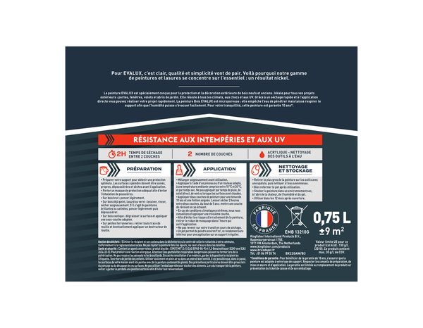 Peinture extérieur bois 0,75 L blanc satin - Evalux - Brico Dépôt