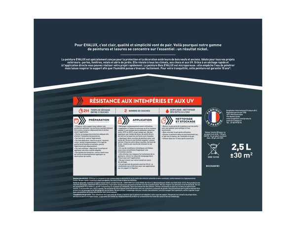 Peinture extérieur bois 2,5 L pourpre satin - Evalux - Brico Dépôt