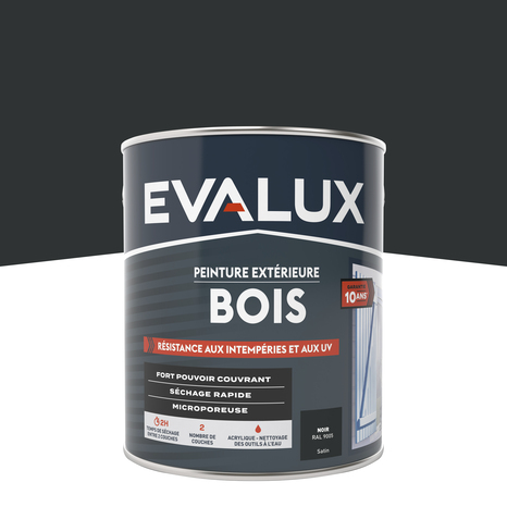 Peinture extérieur bois 2,5 L noir satin - Evalux - Brico Dépôt