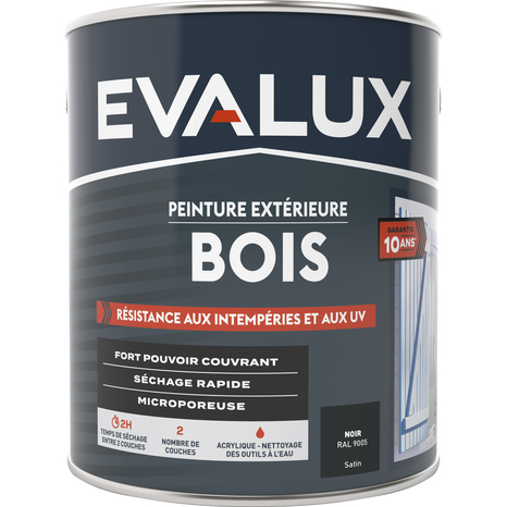 Peinture extérieur bois 2,5 L noir satin - Evalux - Brico Dépôt