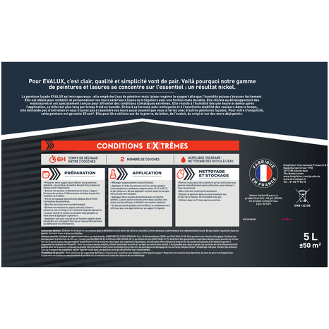 Peinture façade extrême 5 L blanc mat - Evalux - Brico Dépôt
