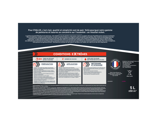 Peinture façade extrême 5 L gris clair mat - Evalux - Brico Dépôt