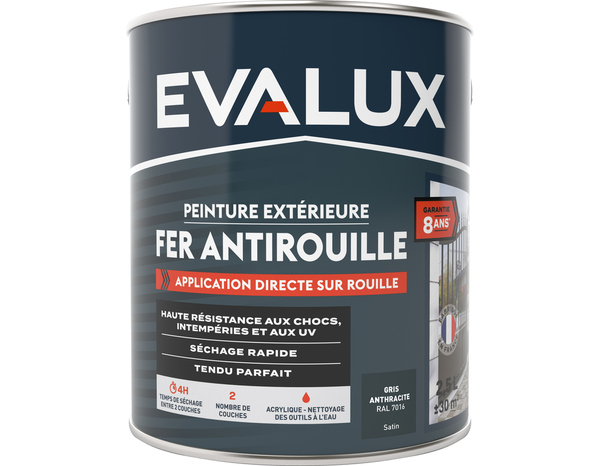 Peinture extérieure métal  2,5 L anthracite satin - Evalux - Brico Dépôt