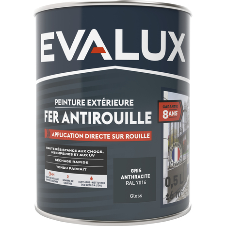 Peinture extérieure métal 0,5 L anthracite satin - Evalux - Brico Dépôt