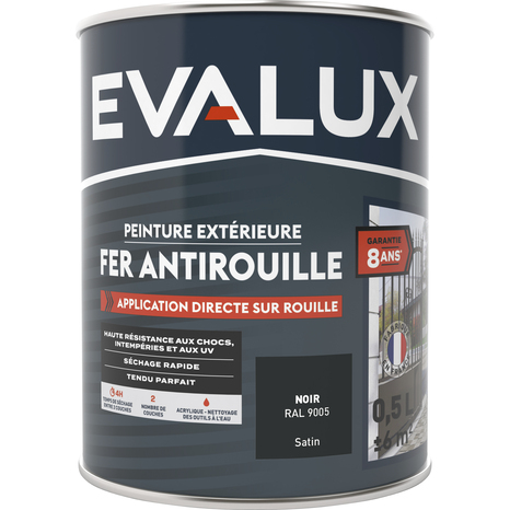 Peinture extérieure métal 0,5 L noir satin - Evalux - Brico Dépôt