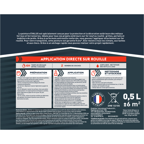 Peinture extérieure métal 0,5 L noir satin - Evalux - Brico Dépôt