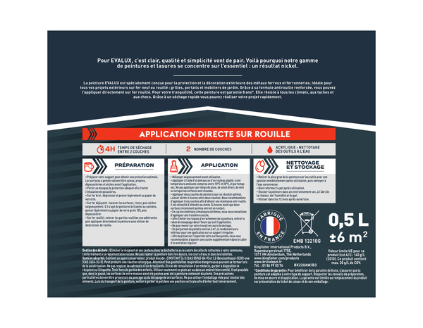 Peinture extérieure métal 0,5 L vert mousse brillant - Evalux - Brico Dépôt