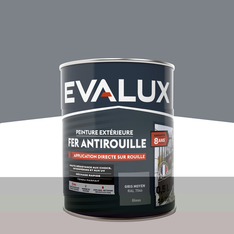 Peinture extérieure métal 0,5 L gris moyen brillant - Evalux - Brico Dépôt