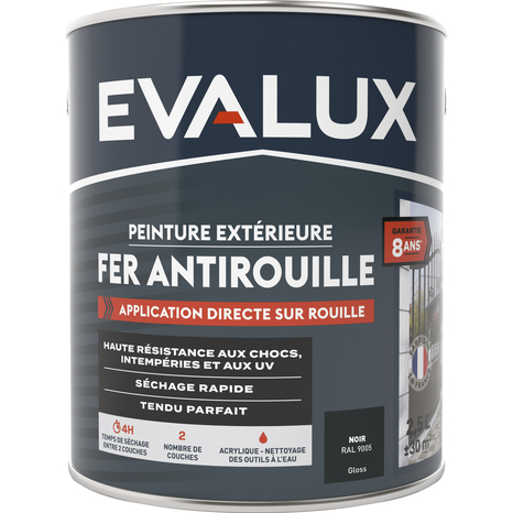 Peinture extérieure métal 2,5 L noir brillant - Evalux - Brico Dépôt