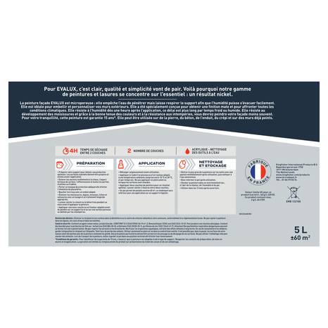 Peinture façade 5 L ton pierre mat - Evalux - Brico Dépôt