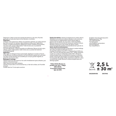 Lasure bois extérieur chêne clair 2,5 L satin - Brico Dépôt