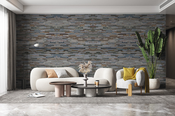 Pierre de parement naturelle "Pinky Stone" gris beige 10 x 36 cm Ép. 8 mm à 13 mm - Brico Dépôt