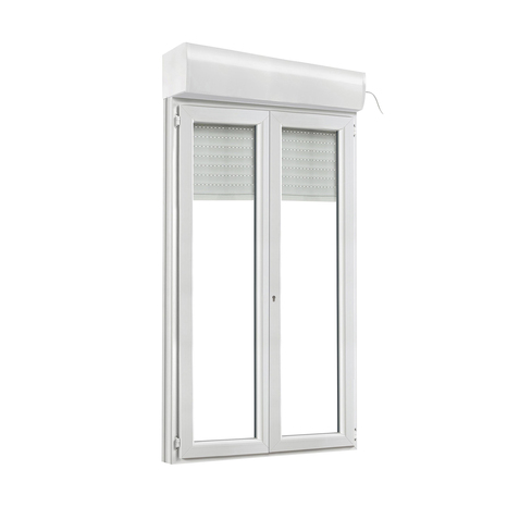 Porte-fenêtre PVC blanc 2 vantaux + volet roulant H.215 x l.120 cm - GoodHome - Brico Dépôt
