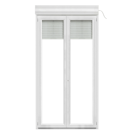 Porte-fenêtre PVC blanc 2 vantaux + volet roulant H.215 x l.140 cm - GoodHome - Brico Dépôt