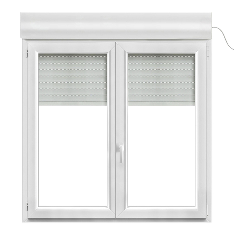 Fenêtre PVC blanc oscillo-battante 2 vantaux + volet roulant h.135 x l.140 cm - GoodHome - Brico Dépôt