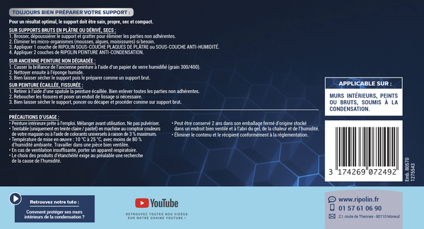 Peinture anti-condensation intérieur mat blanc Ripolin 2,5 L - Ripolin - Brico Dépôt