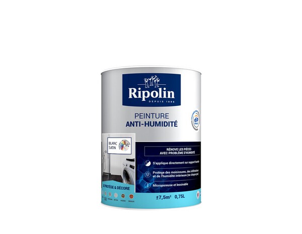 Peinture anti-humidité intérieur satin blanc 0,75 L - Ripolin - Brico Dépôt