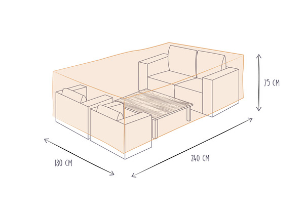 Housse extérieur salon de jardin M 240 X 180X 75 cm - Brico Dépôt