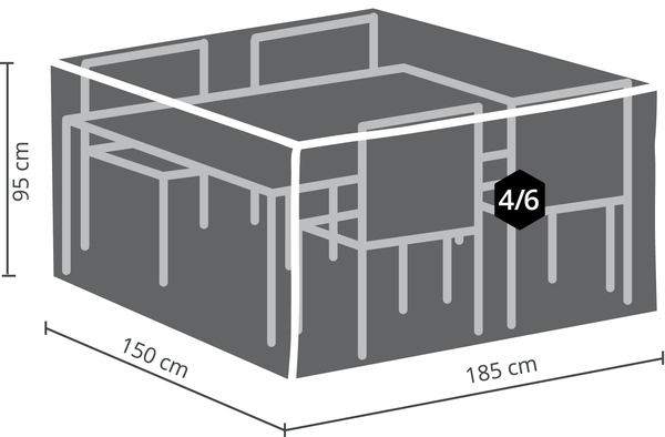 Housse extérieur table jardin taille M 185 X 150 X 95 cm - Brico Dépôt
