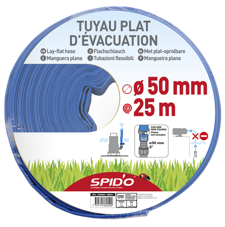 Tuyau d'évacuation en caoutchouc 25 m plat 50 mm - Brico Dépôt