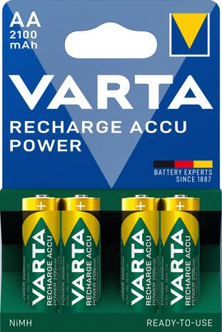 Lot de 4 piles rechargeables AA/HR6 2100 mAh 1,20 V R2U - Varta - Brico Dépôt