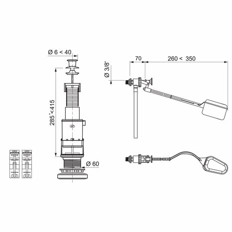 Ensemble chasse d'eau à tirette robinet piston - Wirquin - Brico Dépôt