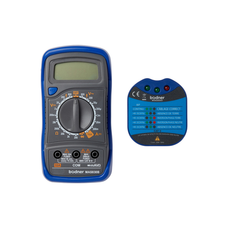 Lot multimètre 18 calibre CAT III / 600 V + Testeur de prises  - Brico Dépôt
