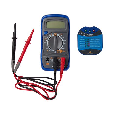Lot multimètre 18 calibre CAT III / 600 V + Testeur de prises  - Brico Dépôt