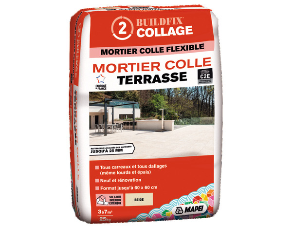 Mortier colle terrasse beige - Sac de 25 kg - Mapei - Brico Dépôt