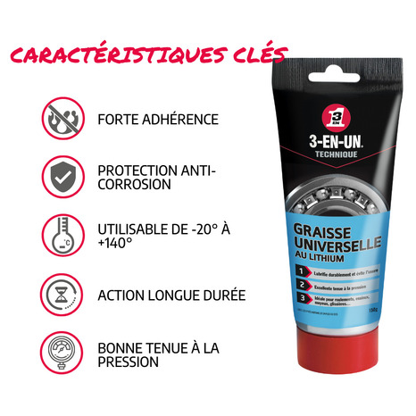 3-EN-UN TECHNIQUE Graisse Universelle au Lithium 150 G - 3-EN-UN - Brico Dépôt