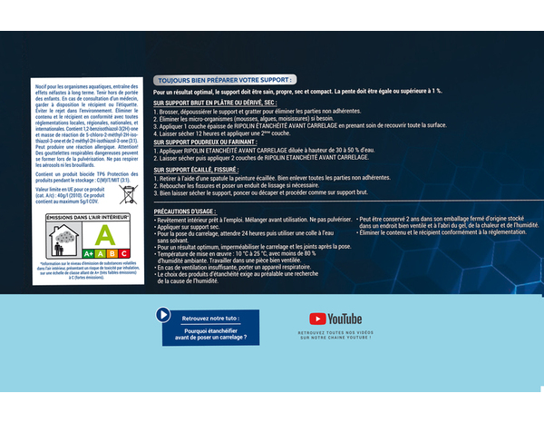 Étanchéité sous carrelage intérieur mat - 2,5 L - Ripolin - Brico Dépôt